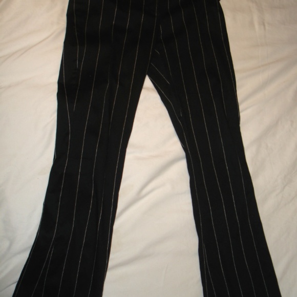 Cache Pin Stripe Low Riser Flared Leg Dressy Casual Vintage Pants Black White - Picture 3 of 12